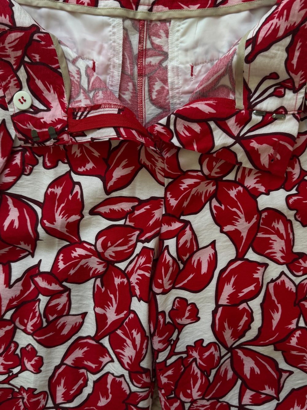 Red Pink Floral Wide-Leg Pants - Lightweight Summer Style - Picture 8 of 16